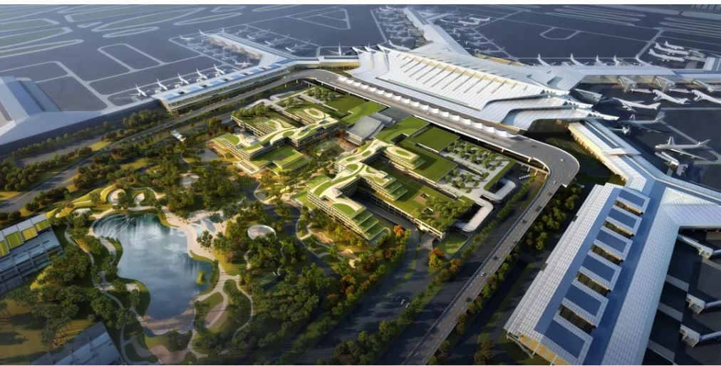 厦门新机场航站楼鸟瞰图（最终以实际建成效果为准）